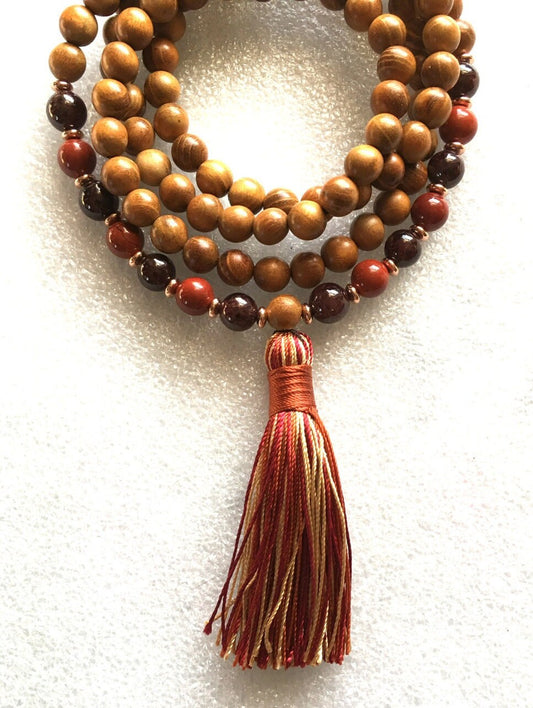 Sacral Chakra Healing Mala , Awakening Sacral Chakra Jewelry, 108 Sacral Chakra Wrap Mala Beads, 108 Wooden Wrap Mala Beads Necklace