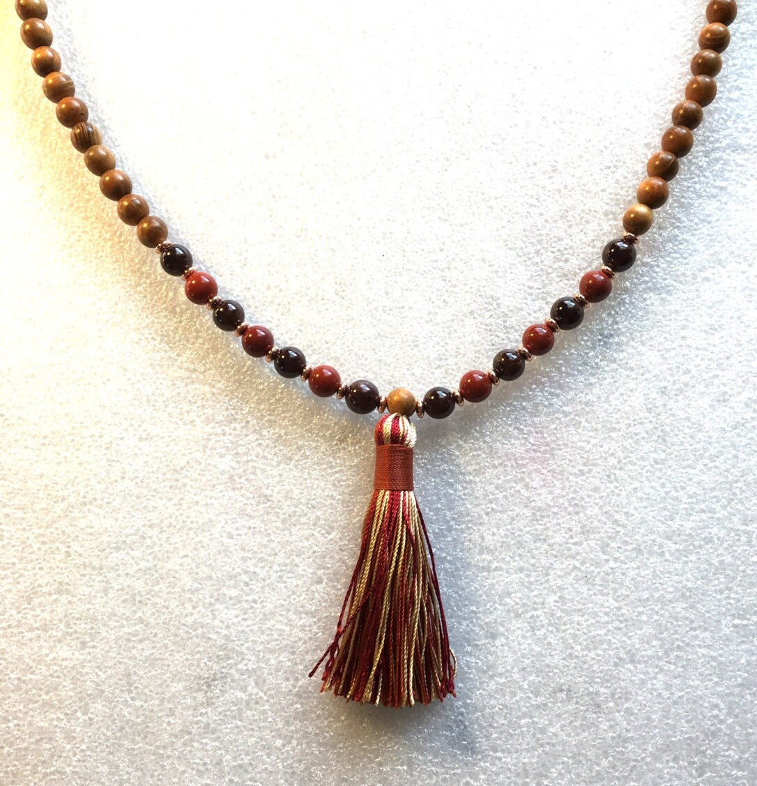 Sacral Chakra Healing Mala , Awakening Sacral Chakra Jewelry, 108 Sacral Chakra Wrap Mala Beads, 108 Wooden Wrap Mala Beads Necklace