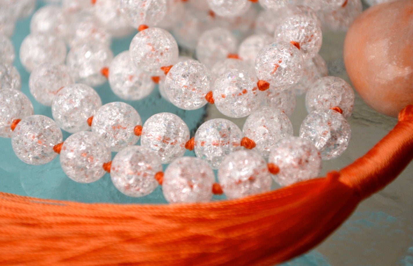 Crackled Quartz & Agate Hand-Knotted Mala Necklace | PRABHA Collection