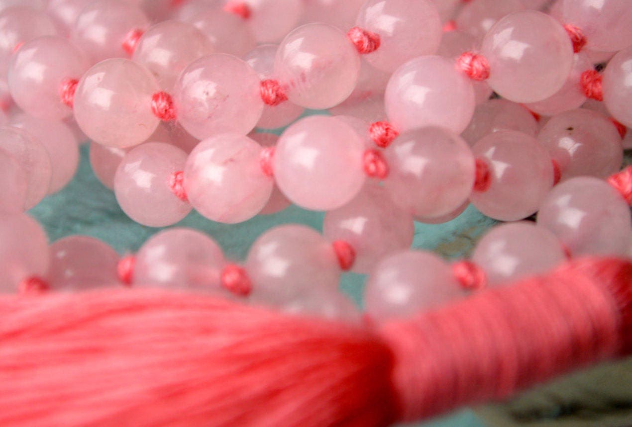 Rose Quartz Mala Necklace | 108 Beads Hand-Knotted | ARUNA Collection