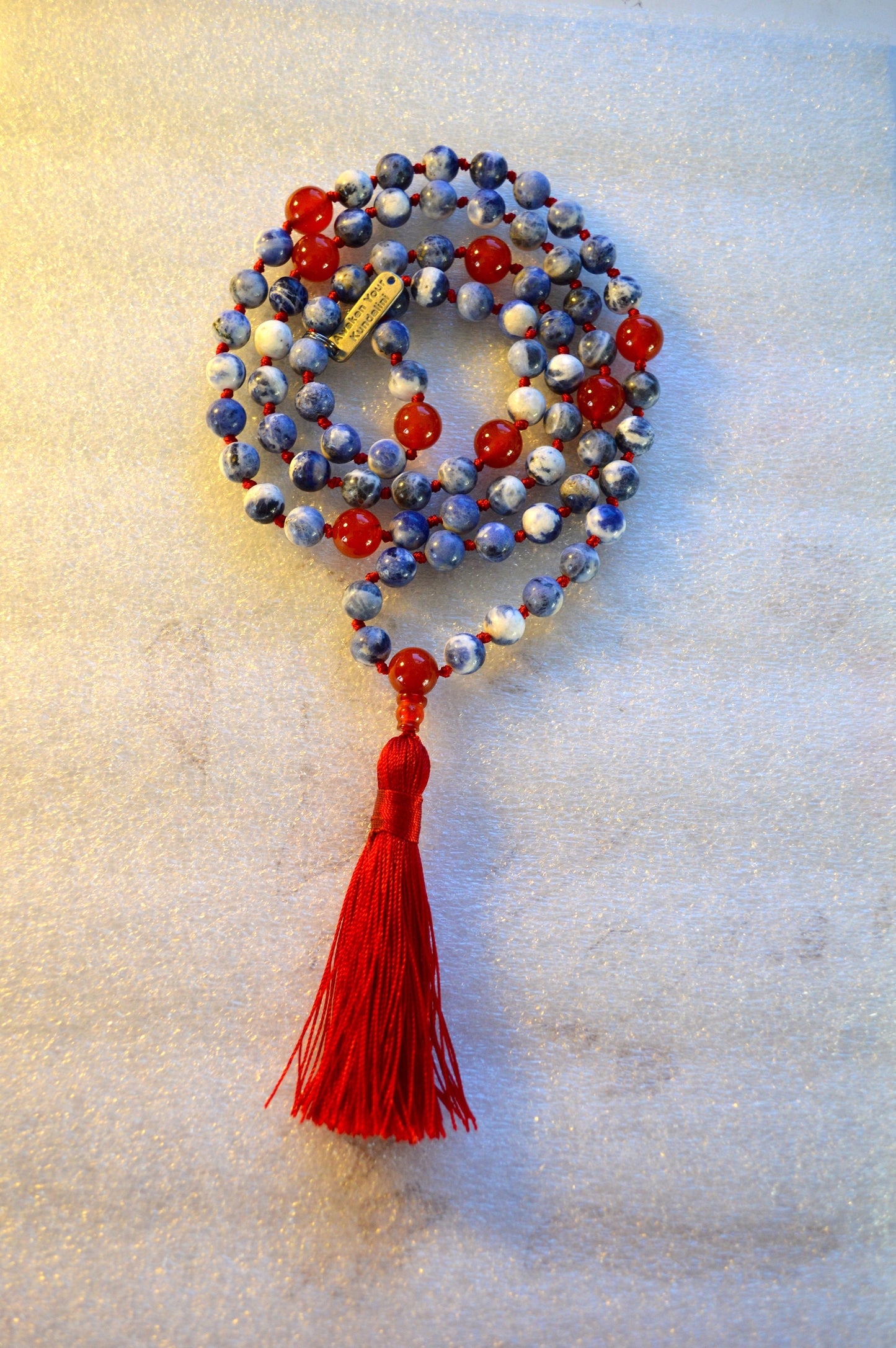 108 Blue Sodalite Mala Beads Necklace, Sodalite Healing Jewelry to Overcome Fears, Helps get rid of Guilty feelings and Irrational Fears