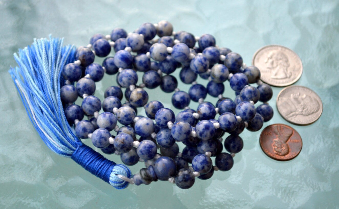 108 Beads Throat Chakra Balancing Mala Beads Necklace