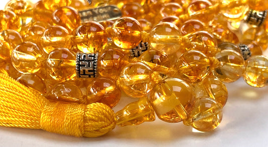 AAA+ Grade Citrine Beads Close-up 8mm Natural Citrine Gemstone SOLIS Collection Moon Goddess Mala 108 Beads Hand-Knotted Solar Plexus Chakra Healing Abundance Manifestation Meditation Jewelry Handmade USA AYK Quality"