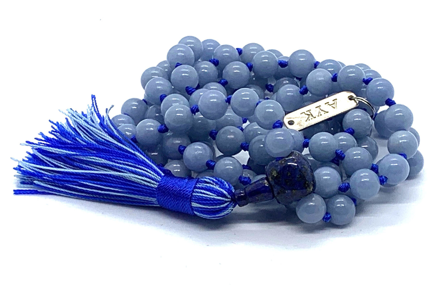 Celestial Anhydrite angelite crystal mala necklace