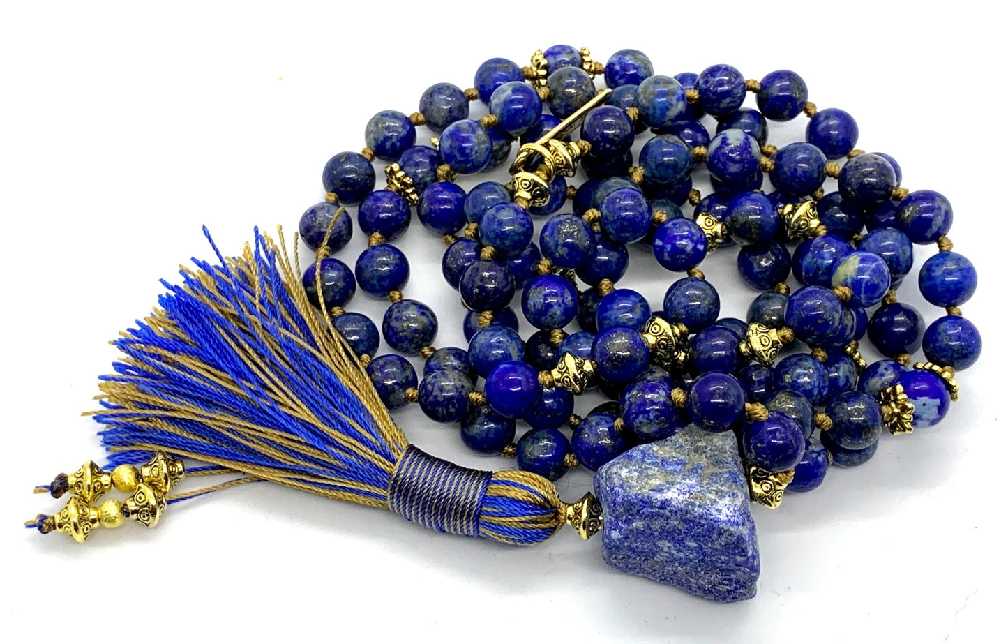 Lapis Lazuli Mala Beads Necklace | 108 Beads | Third Eye Chakra | AJNA Collection