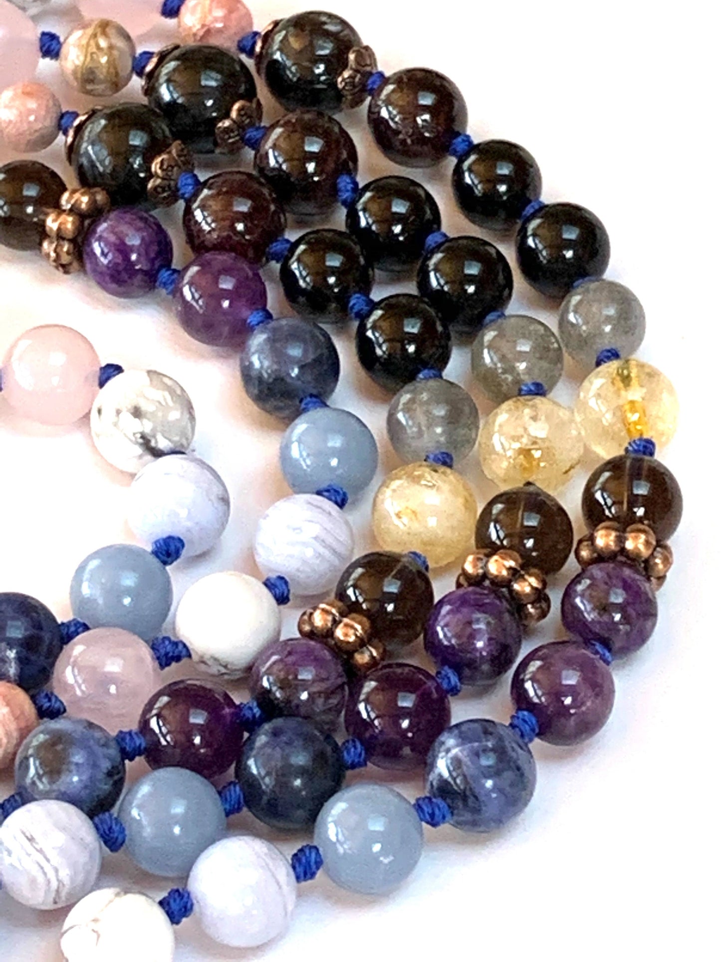 Empath Support & Protection Mala Necklace | Hand-Knotted 108 Beads | VESTA Collection