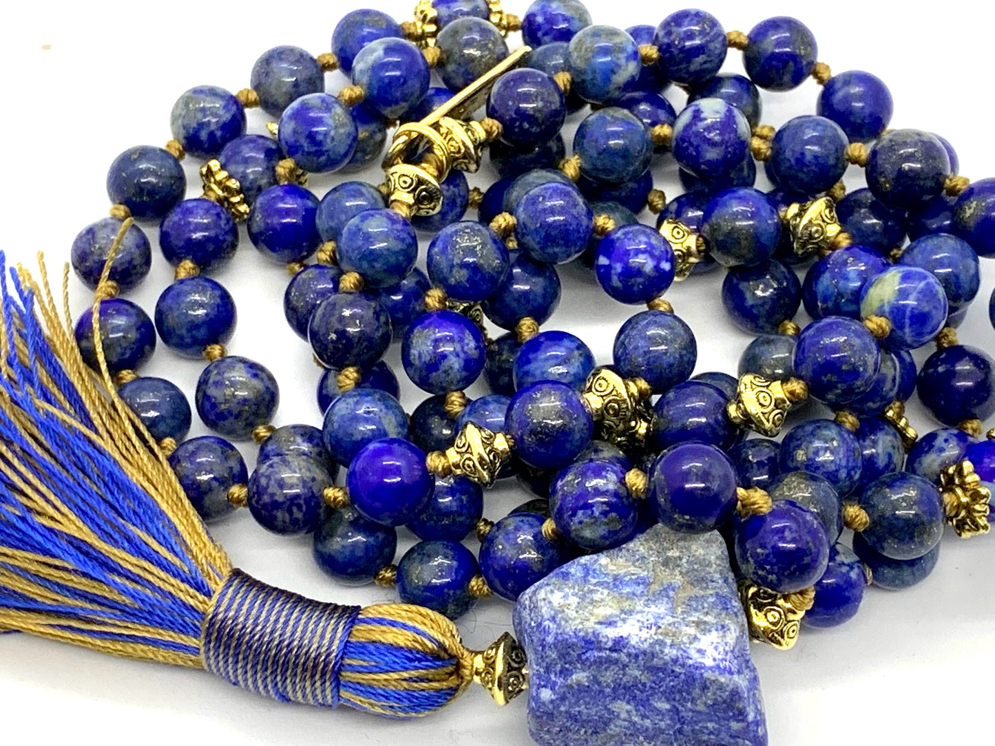Lapis Lazuli Mala Beads Necklace | 108 Beads | Third Eye Chakra | AJNA Collection