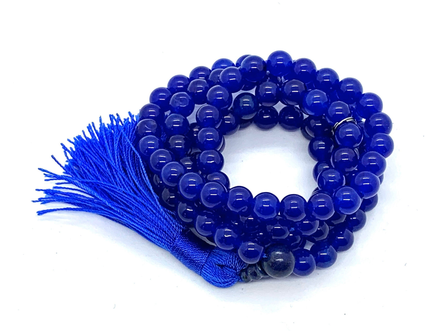 108 blue jade mala bead necklace long crystal Hand Knotted necklace Jade gemstone necklace meditation Buddha charmChristmas
