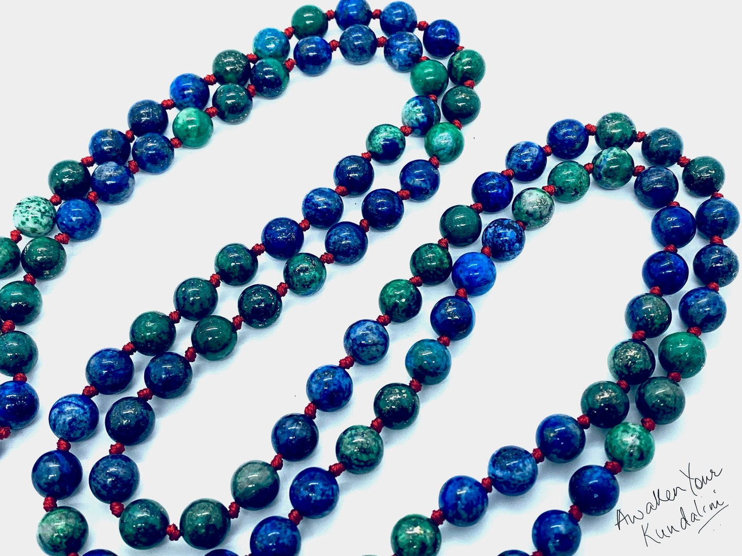 Azurite Shattuckite Mala Necklace | Hand-Knotted 108 Beads | AJNA & CELESTA