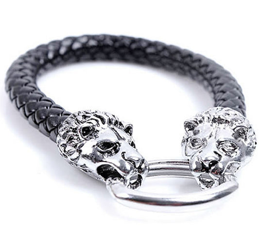 mens bracelet lion bracelet beaded bracelet african bracelet dark brown bracelet men jewelry gift for husband Energy Bracelet stone animal