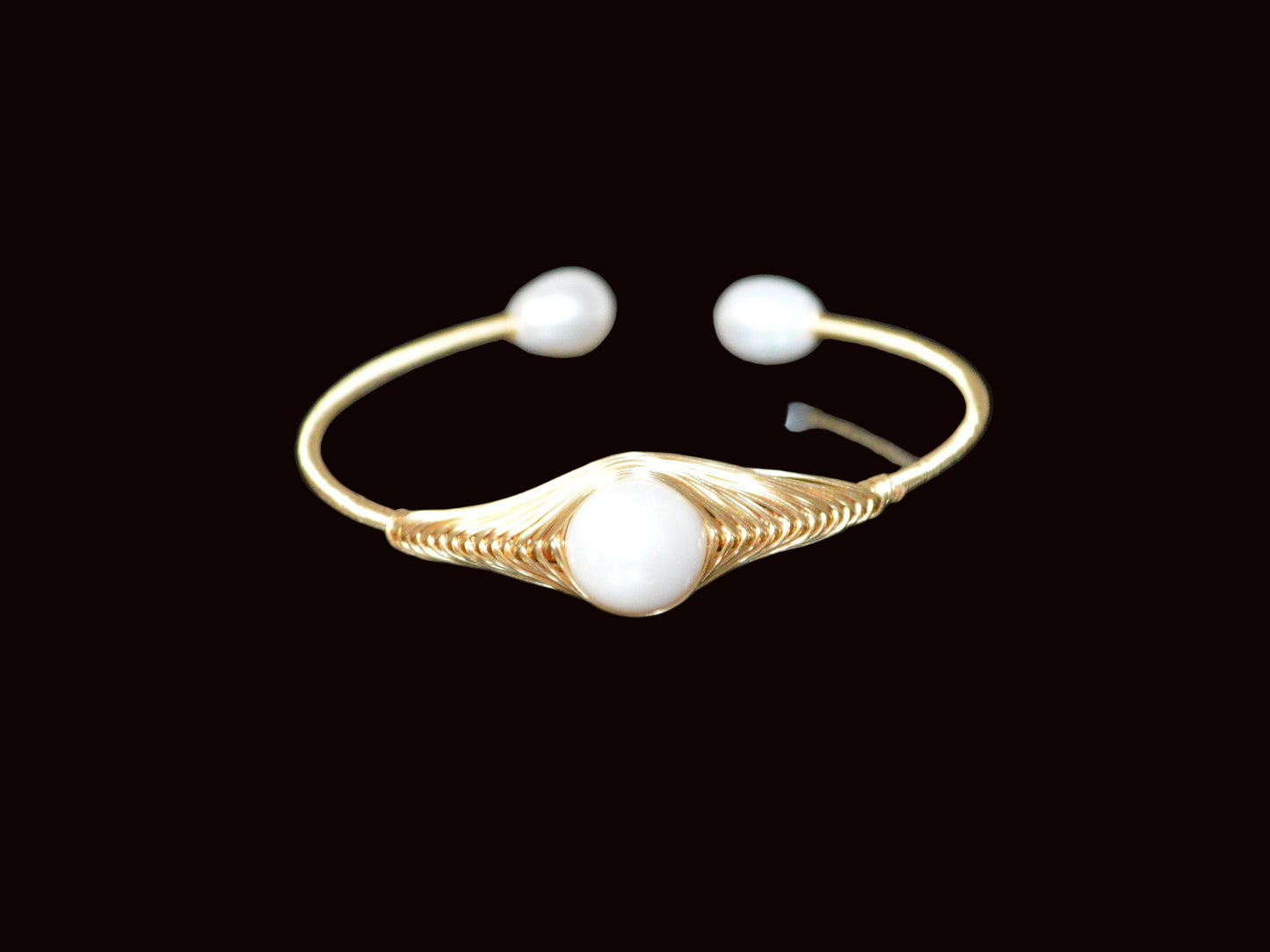 Handmade Pearl Bangle Cuff Bracelet | Gold Plated | LUMA Collection