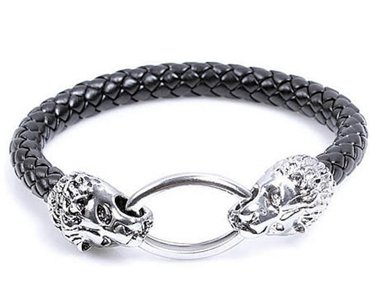 mens bracelet lion bracelet beaded bracelet african bracelet dark brown bracelet men jewelry gift for husband Energy Bracelet stone animal