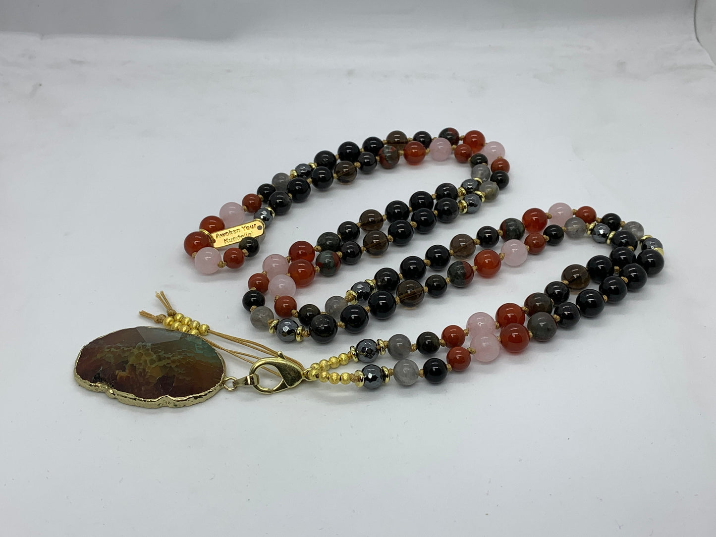 Root & Sacral Chakra Mala Necklace | 108 Beads Hand-Knotted | Grounding & Vitality