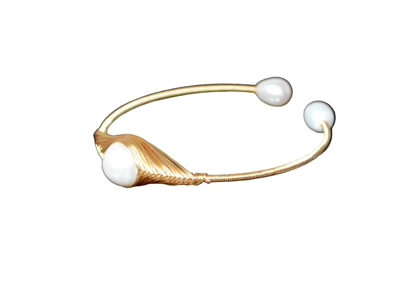 Handmade Pearl Bangle Cuff Bracelet | Gold Plated | LUMA Collection