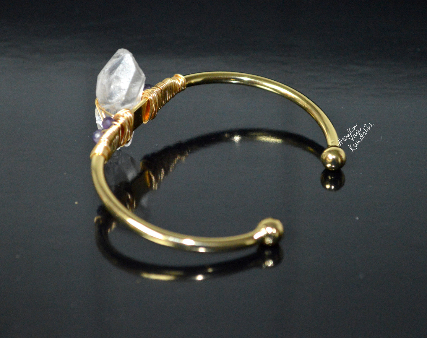 Nirvana Quartz Cuff Bangle | Raw Crystal Adjustable Bracelet | SPHATIKA & LUMA Collection