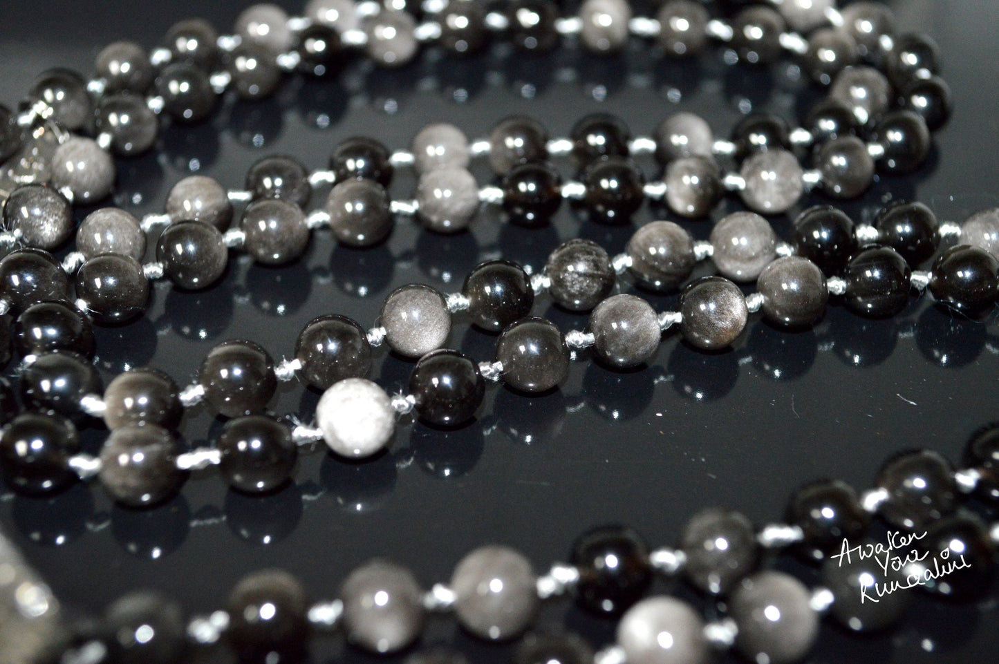 Protection Gray Hawks Eye Mala Necklace Protection Jewelry