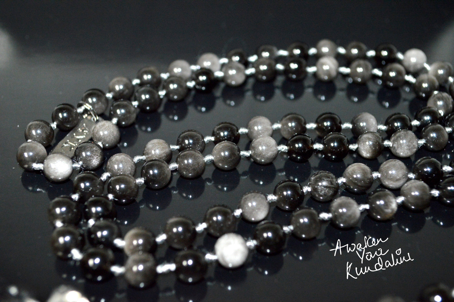 Protection Gray Hawks Eye Mala Necklace Protection Jewelry