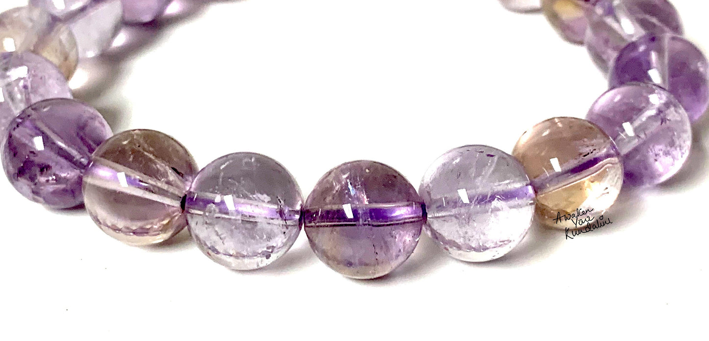 Ametrine Bracelet | 10mm Natural Crystal Stretch Healing Beads