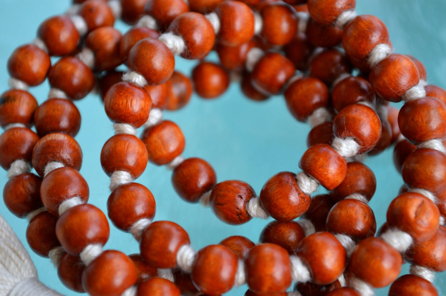 108 Wooden Dyed Hand Knotted Mala Beads Necklace - Blessed, Karma, Nirvana, Meditation, 8 mm, Prayer Beads For Awakening Chakra Kundalini