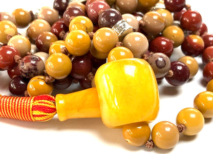Hand-knotted Mookaite Mala Necklace, 8mm 108 Beads, Root Chakra Healing