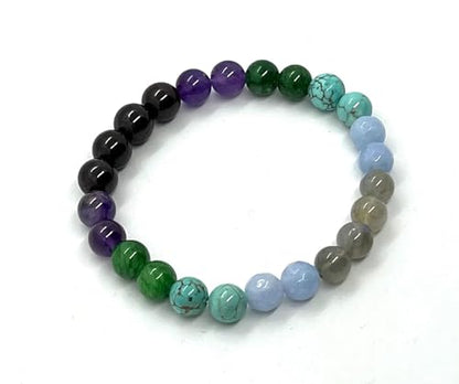 Embrace Your Progressive Spirit: Aquarius Constellation Birthstone Bracelet (8mm) - Multi-Gemstone & Empowering Energy
