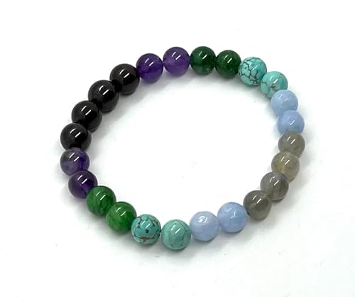 Embrace Your Progressive Spirit: Aquarius Constellation Birthstone Bracelet (8mm) - Multi-Gemstone & Empowering Energy
