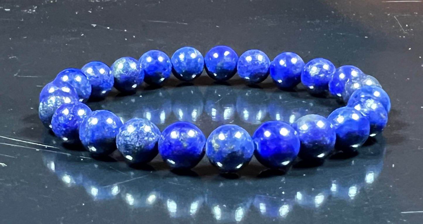 Blue Lapis Lazuli Stretch Bracelet - Throat Chakra Activation - Embrace Your Voice - 8mm Bead size