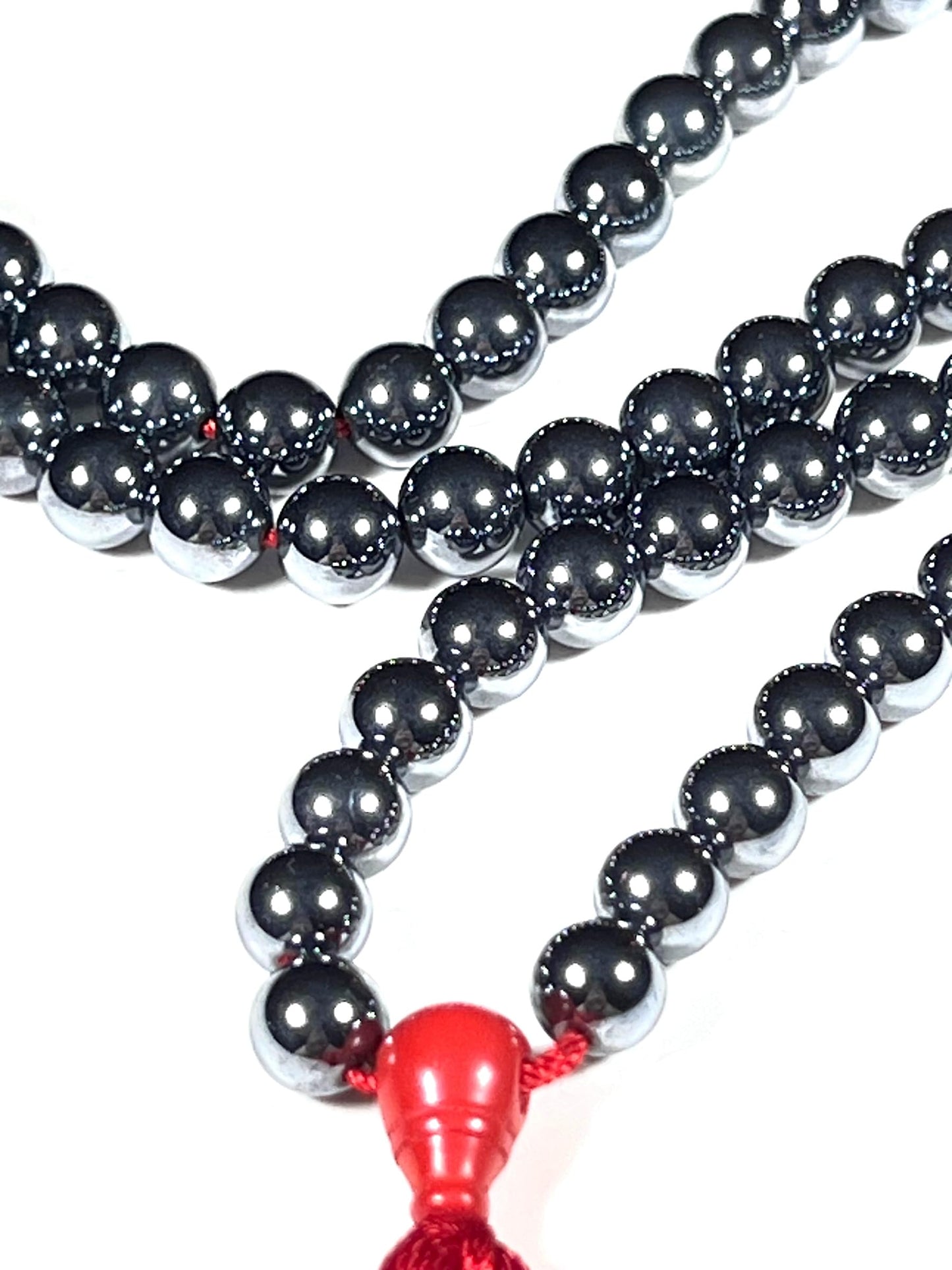 Terahertz Mala Beads Necklace | 8mm 108 Beads | Energy & Focus | Aquarius Birthstone | Root Chakra Alignment