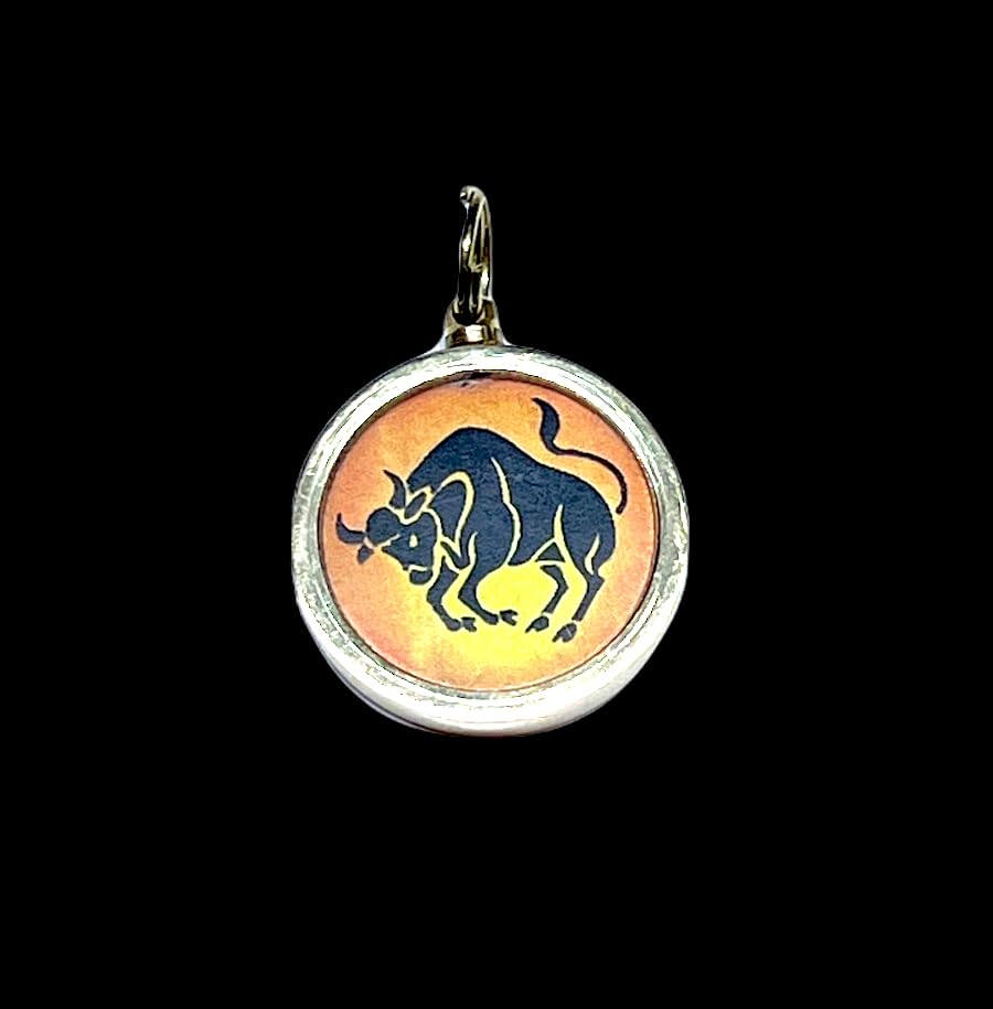 Zodiac Constellation Pendant Necklace - Sun Sign Amulet - Rashi Yantra Pendant - 1 Inch Brass Pendant with Zodiac Yantra
