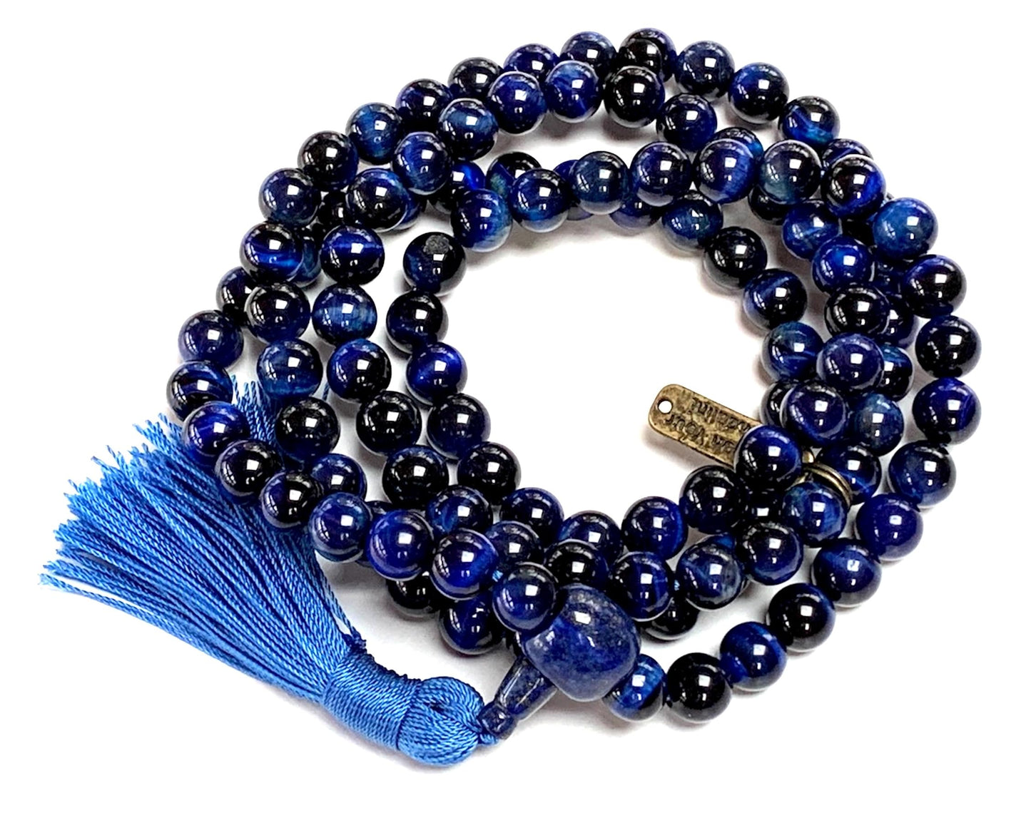 Tiger's Eye Mala Necklace – 8mm 108 Beads – Multicolor Options – Solar Plexus Chakra & Zodiac Birthstones – Meditation Jewelry