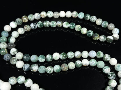 Handmade Green Tree Agate Mala Beads Necklace | 8mm 108 Beads | Hand-Knotted Spiritual Jewelry | Birthstone & Chakra Energy