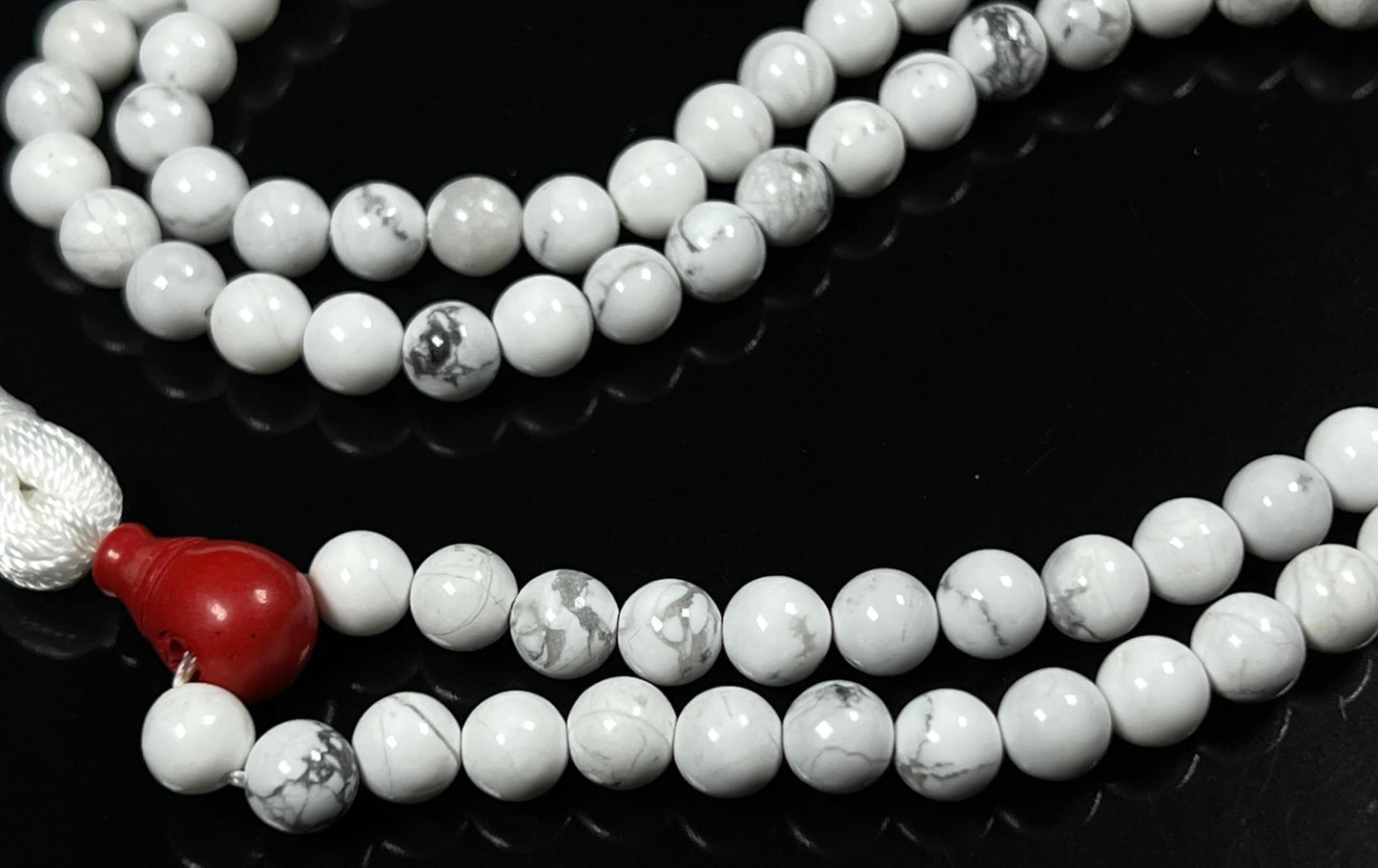 Natural White Howlite Mala Beads Necklace – 6mm & 8mm, 108 Beads – Gemini Birthstone, Crown Chakra Mala