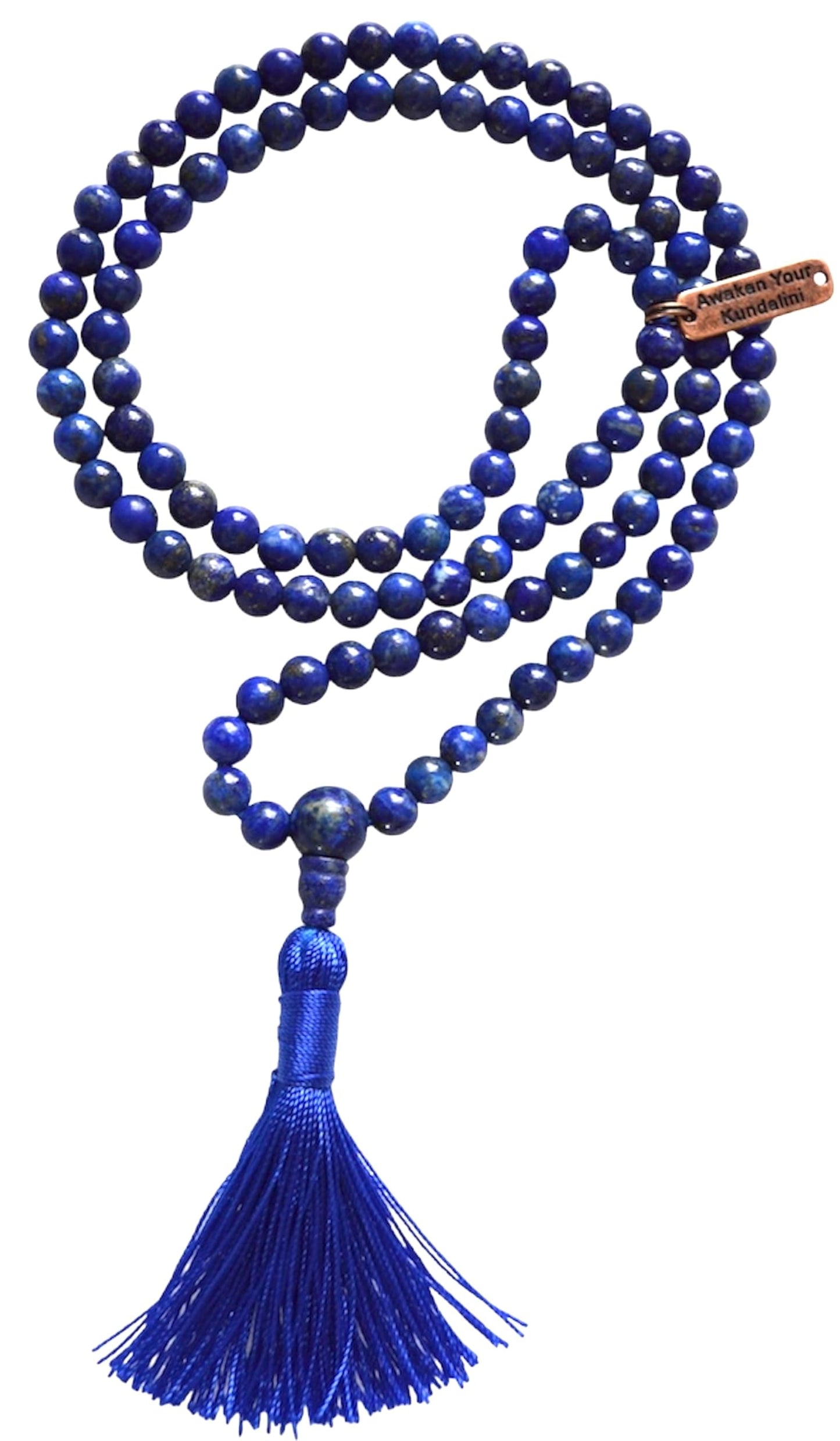 Awaken Your Kundalini Crystals Mala Beads Necklace Reiki Healing Stones Blessed & Energized Handmade 108 Buddhist Prayer Beads - Comes w/Velvet Pouch (Lapis Lazuli, 6 mm)