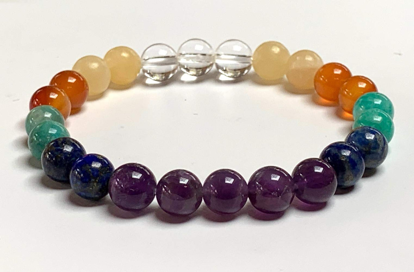 Unleash Your Inner Muse: Creativity Gemstone Bracelet (8mm) - Calcite, Lapis Lazuli, Carnelian, Clear Quartz (Crown & Sacral Chakra Alignment)