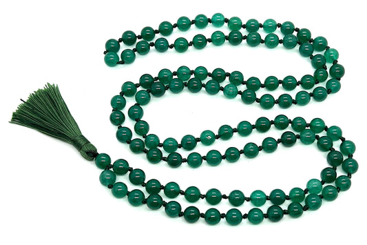 Green Jade Mala Beads Necklace - 108 Prayer Beads - Heart Chakra Healing and Meditation for Inner Peace