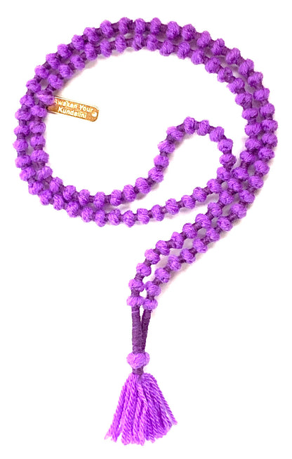 Hand Knotted Wool Mala Beads Necklace – Bead Size 7-8mm | 108 Beads | 7 Chakra Colors | Root to Crown Energy | Ethical & Lightweight