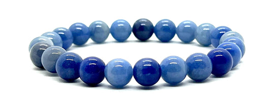 AERIS Blue Aventurine Stretch Bracelet | Calm & Clear Communication | Throat Chakra | Pisces Birthstone | 8mm Beads