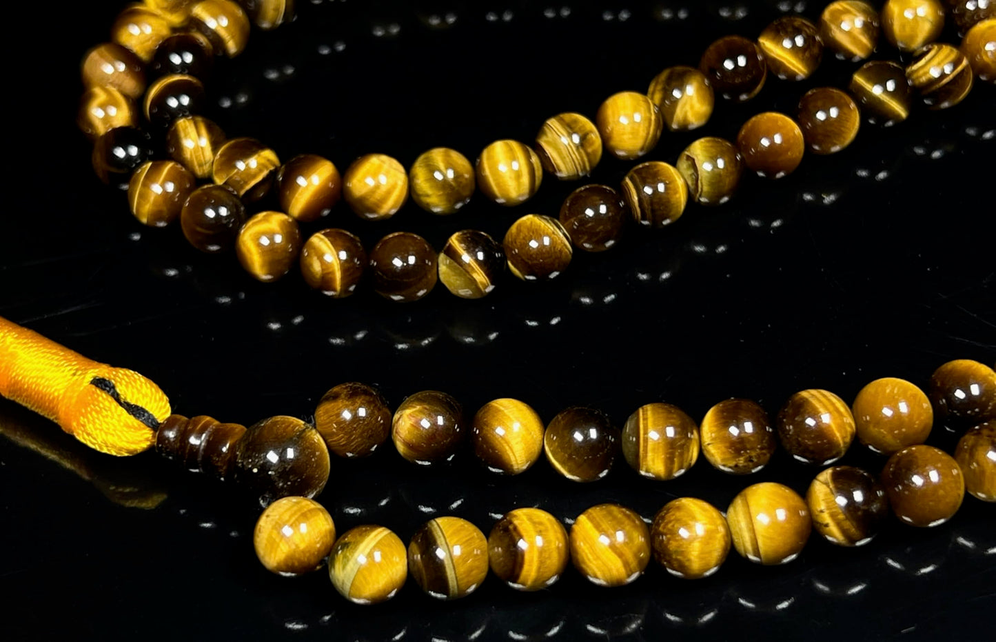 Handmade Tiger's Eye Mala Beads Necklace – 8mm 108 Beads – Multicolor Options – Solar Plexus Chakra & Zodiac Birthstones – Meditation Jewelry