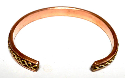 AWAKEN YOUR KUNDALINI Pure Copper Astadhatu Cuff Bracelet - w/Brass Wire Design - Root Chakra Jewelry
