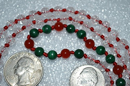 Crystal Quartz, Carnelian & Malachite Mala Necklace | GAIA Collection