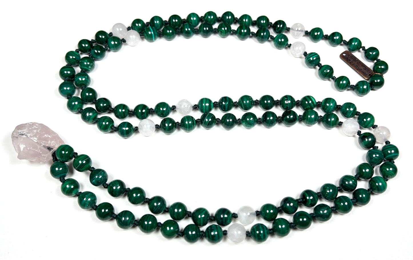 Malachite, Rose Quartz & Selenite Mala Necklace | GAIA Collection