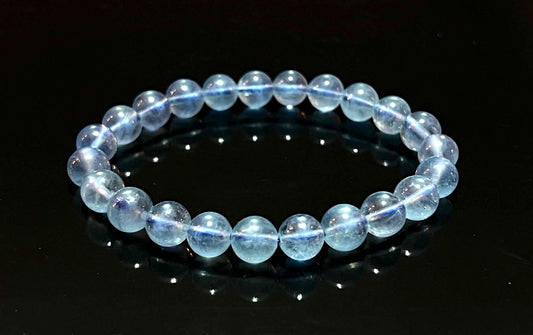 Serenity in Every Strand: Aquamarine Stretch Bracelet - March Birthstone, Pisces Astrological Sign, Throat Chakra