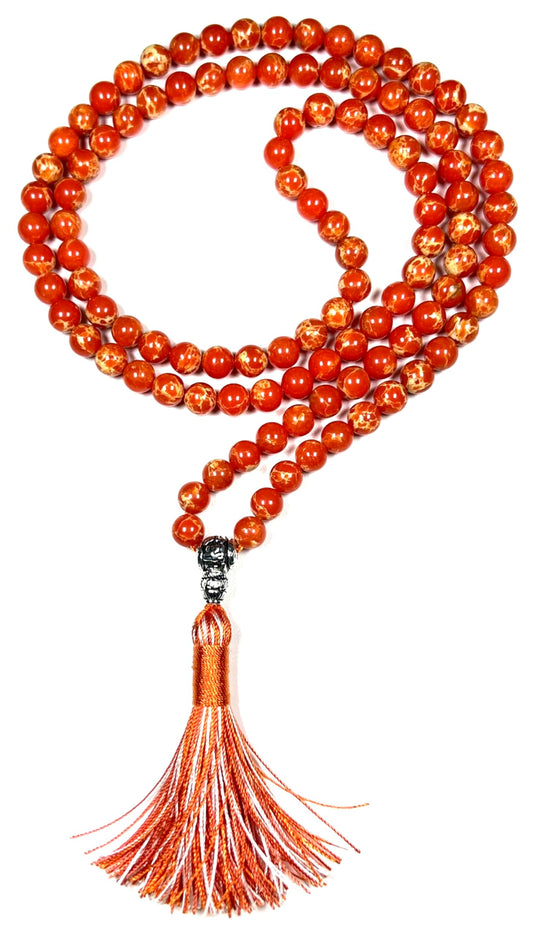 Sea Sediment Jasper Mala Beads Necklace