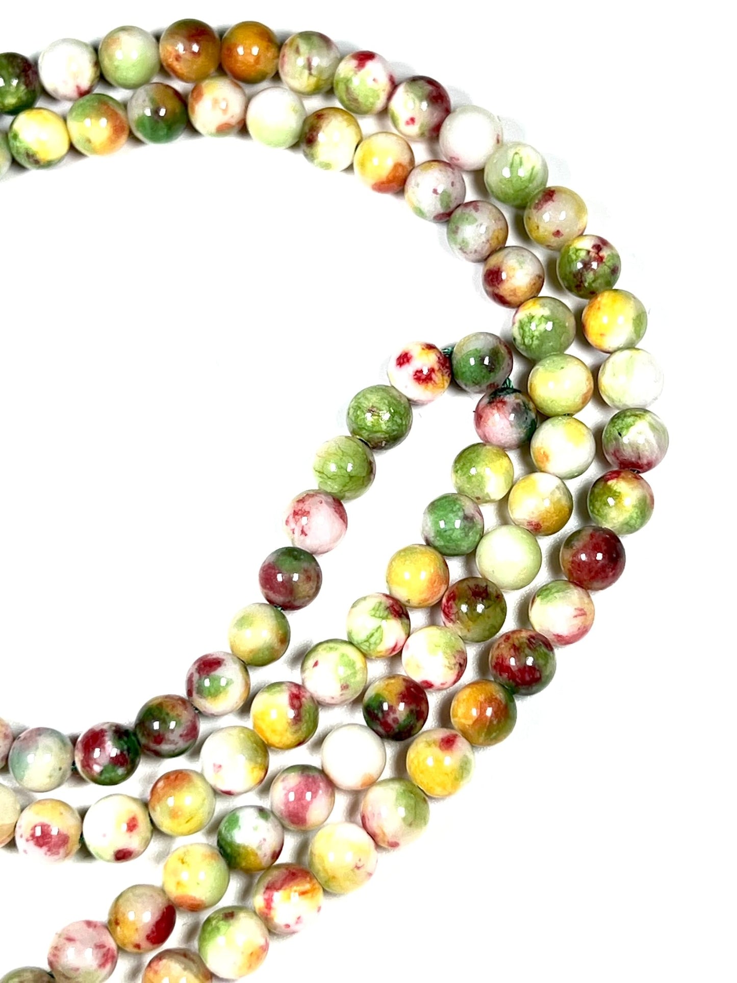 Rainbow Natural Jade Mala Beads Necklace – 8mm, 108 Beads – Birthstone & Chakra Energy Beads for Spiritual Practices & Meditation