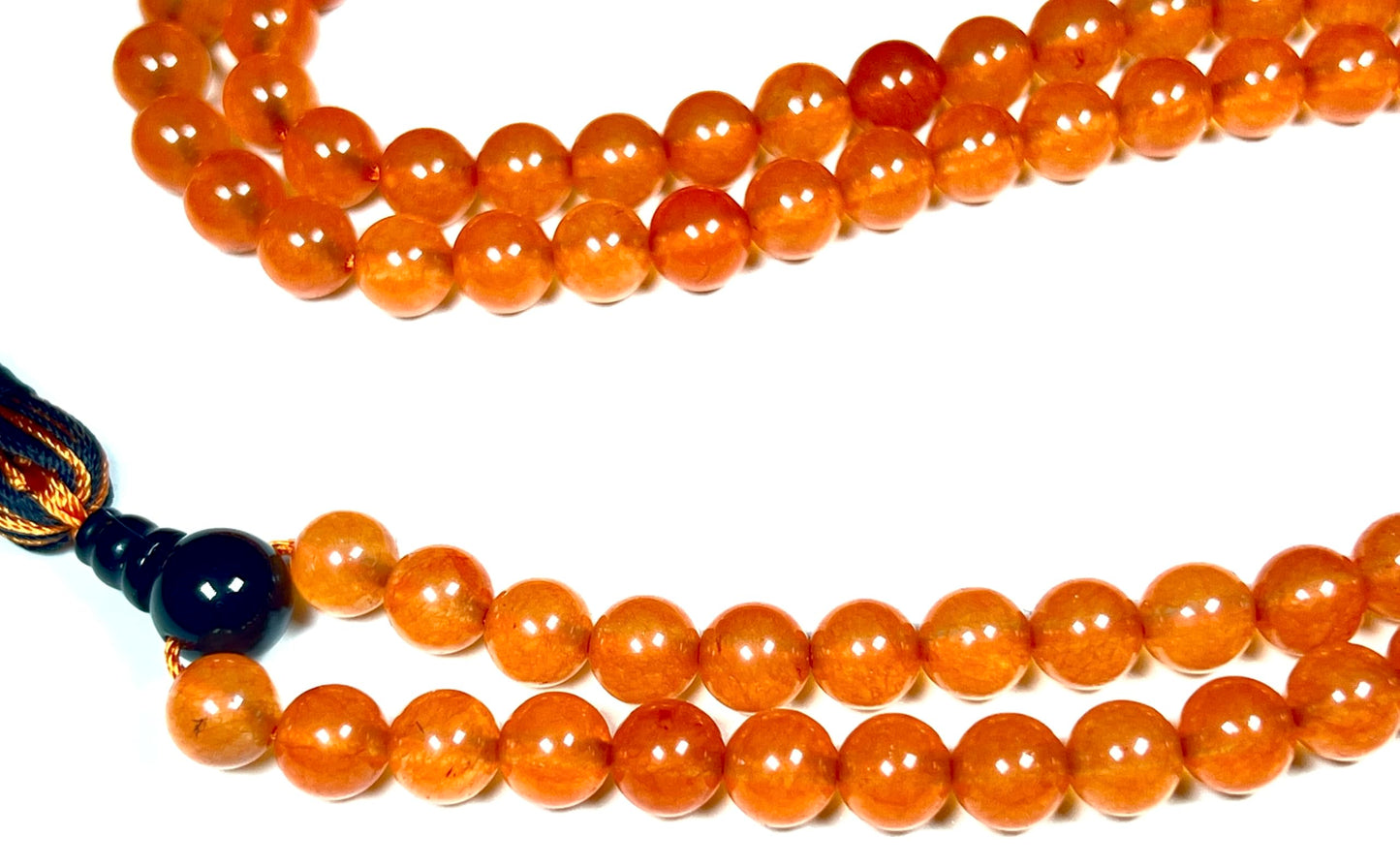Handmade Agate Mala Beads Necklace with Black Onyx Guru Bead – 108 Beads – 8mm – Multicolor Options – Chakra Balancing & Zodiac Birthstone – Meditation Jewelry