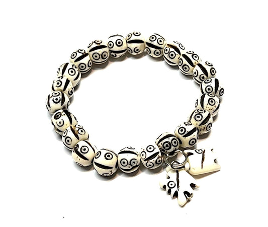 AWAKEN YOUR KUNDALINI Tibetan Yak Bone Yakbone Om Healing Bracelet (7"-8" Wrist, 10mm Beads) - Embrace Harmony & Inner Peace