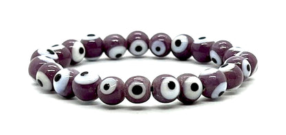 Protection & Positivity: Handmade Brown Evil Eye Charm Bracelet (8mm Beads) - Taurus Birthstone
