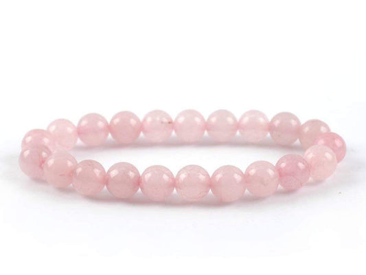 AWAKEN YOUR KUNDALINI Rose Quartz Stretch Bracelet, Heart Chakra, Libra Birthstone, 8mm Beads