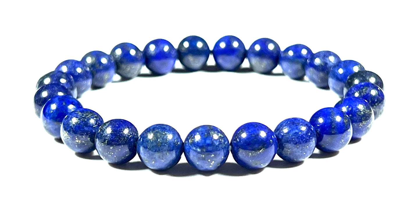 Blue Lapis Lazuli Stretch Bracelet - Throat Chakra Activation - Embrace Your Voice - 8mm Bead size