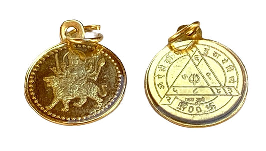 Durga Bisa Beesa Yantra Pendant - Astadhatu & Golden Finish - Power, Protection, Fame